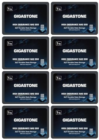 Gigastone SSD 1TB SSD Festplatte (8er-Pack) TLC Hohe Dauerhaltbarkeit SSD für 24/7 Dauerbetrieb NAS-Systeme RAID 2,5 Zoll SATA III Internes Festkörper-Laufwerk NAS Caching