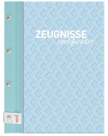 ROTH Zeugnismappe Pattern mit Buchschrauben – Swimming Pool, Buchleinen pastell - 12 Klarsichthüllen DIN A4 enthalten, weitere Prospekthüllen für Zeugnisse, Urkunden und Dokumente hinzufügbar