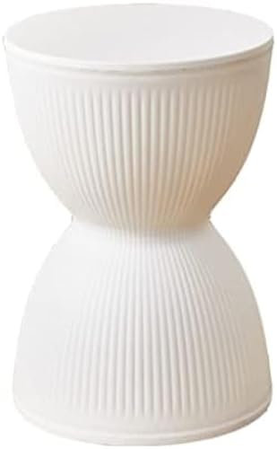 Kreativer Sanduhr-Make-up-Hocker, runder Kunststoff-Esshocker, Rutschfester, wasserdichter Badezimmer-Duschhocker für Wohnzimmer, Schlafzimmer, Küche, 30 x 43 cm, weiß