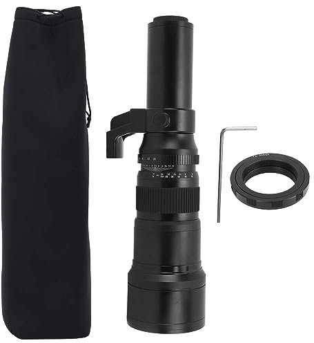 Beufee Lentes Teleobjetivos para Lentes De Cámara, Teleobjetivo De 500 Mm con Lente con Zoom Convertidor T2AI para Cámara(Negro)