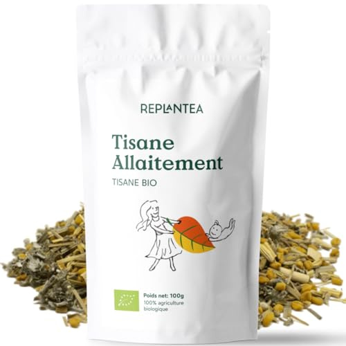 TISANE ALLAITEMENT FENUGREC BIO 100g (50 Tasses) | Tisane d'allaitement au Fenouil, Mélisse, Fenugrec, Citronnelle REPLANTEA