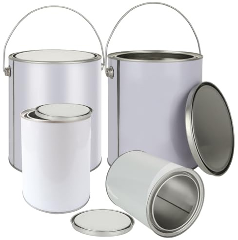 AKOLAFE 4 Pack Empty Paint Cans 1 Gallon Paint Cans with Lids & Handles (2) + 2 Quart Paint Can with Lids (2) Paint Buckets for Painting Metal Paint Pail Paint Containers for Leftover Paint Storage