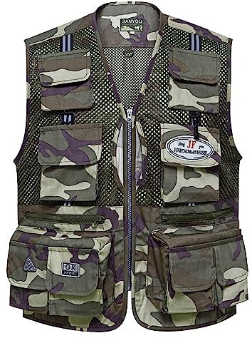 RUMAOZIA Chaleco sin mangas para hombre, chaleco de pesca de verano, chaleco de malla al aire libre, chaleco multifunción de secado rápido, chaleco de camuflaje, chaqueta de safari, chaleco con muchos