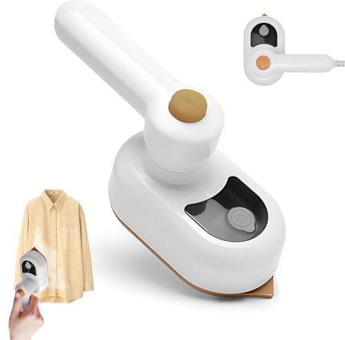 Herbst Mini ferro da stiro a vapore da viaggio pieghevole, portatile, mini ferro da stiro a vapore, ferro da stiro da viaggio leggero, asciutto e bagnato, con serbatoio dell'acqua da 50 ml per casa e