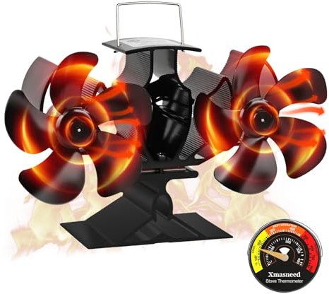 Dual Log Burner Fan - Silent Operation Woodburner Fan for Wood/Log Burners - Increased Efficiency for Large Room Heat Distribution