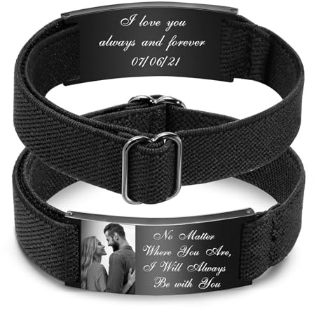 XUANPAI Armband mit Foto Armband Herren mit Gravur - Personalisiertes Partnerarmbänder mit Namen Bild Verstellbare Fotoarmband Fotogeschenk zum Geburtstag Jahrestag Weihnachten