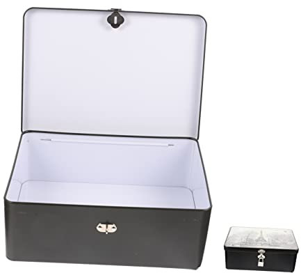 HOMOCONO Vintage Mit Schloss Und Schlüssel Kleine Weißblech-organizer Für Schreibtisch Dekorative Leichte Und Kompakte Lagerung Für Schmuck Münzen Und Kleine Gegenstände Geschenk