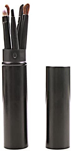 TOVINANNA Set Pennelli Trucco Occhi 5 Pezzi Con Custodia Portatile Pennelli Per Ombretto E Eyeliner in Pelo Di Cavallo Per Applicazione Precisa E Varie Tecniche Make-up