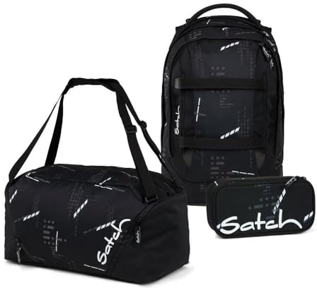 Satch Pack Schulrucksack Set 3tlg. inkl. Schlamperbox und Sporttasche (Ninja Matrix)