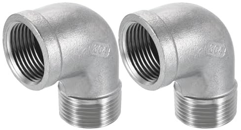 sourcing map 304 Stainless Steel 90 Degree Elbow Fittings NPT 3/4 x NPT 3/4 Female to Male Threaded Adapter Pipe Fitting for Connecting Water Pipe Air Hose PVC Tube Cast Coupling