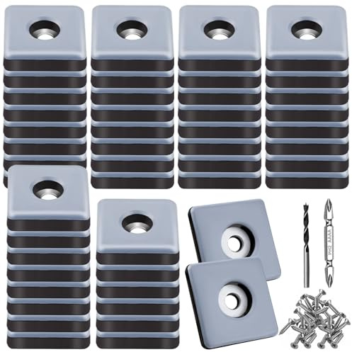 48PCS Feltrini in Teflon da avvitare 25 mm Pattini per Mobili Quadrati PTFE | con 48 viti in acciaio inox 2 trapani Piedini in teflon per Mobili Protezione efficace dei vostri mobili sedie e pavimenti