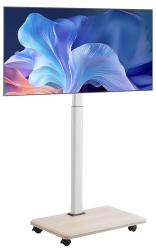 VEVOR Carrello Porta TV con Ruote per Schermo da 812,8-1778 mm Carico max. 45 kg Carrello Porta TV Rotazione Sinistra-Destra 25° Altezza Regolabile con Ripiano per Angolo da Casa Ufficio