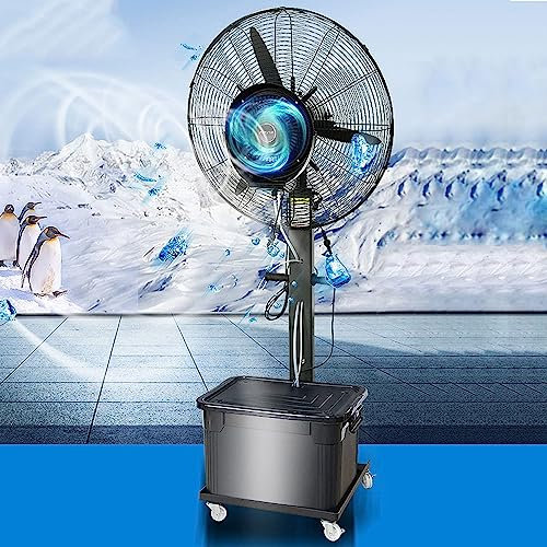 Ventilatore a piantana industriale con nebulizzatore, ventilatore a nebulizzazione oscillante a 3 velocità con oscillazione a 90° e serbatoio di grande capacità da 42 litri, ventilatore in metallo r