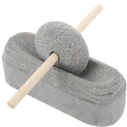 ULTECHNOVO Mortero y Mano de Piedra Natural Molino Manual Resistente para Hierbas y Especias Cuenco para Triturado de Medicina y Cocina Textura Fina para Conservación de Ingredientes