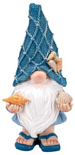 Ideen mit Herz Figurine décorative lutin avec coquillages 2 | Décoration maritime pour salle de bain | Nain de jardin amusant | été, plage et vacances