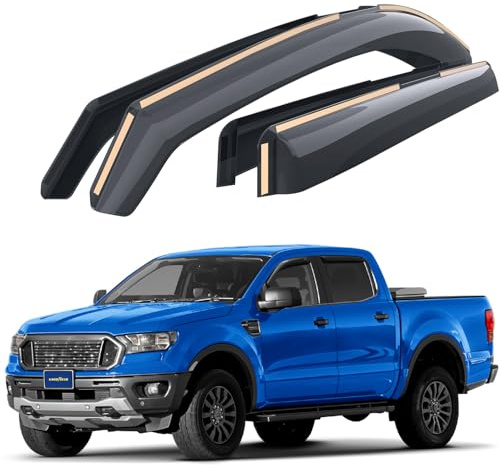Goodyear Windabweiser für/kompatible mit Ford Ranger 11-22 - Kanal 4 St. | Regenabweiser Autofenster Regenschutz Ford Ranger SuperCrew – bruchsicher Polycarbonat, kratzt nicht, wetterfest, frischluft