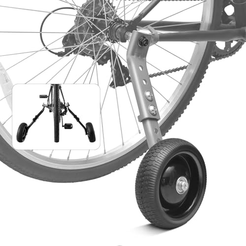HUASION Fahrrad-Stützräder für Erwachsene - Passend für 24-26 Zoll Fahrräder - Stabile Stahlkonstruktion - Sicher und Stabil für Anfänger - Komplettes Montageset, 1 Paar, Grau