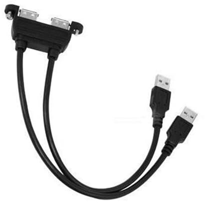 Qusinfc 2 Port USB Extension Cable With Screw Panel Mount Hole Double USB2.0 Male To Female Computer Case USB
