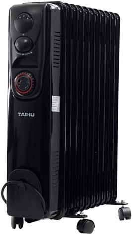 Taihu Radiator - Portable & Practical, Black | 11 Fin Oil Heater, Adjustable Heating Power, Built In Safety Features, Perfect For Flexible Heating Around The Home & Office