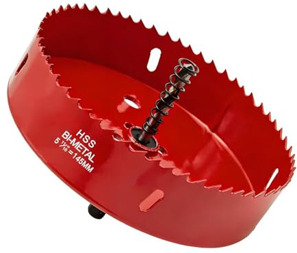 Scie cloche bi-métal 145 mm,HSS M42 Bi-Métal Scies-cloches Bois,avec adaptateur de tige triangulaire et foret de centrage,Idéal pour boîte de mur creux,Cloison Sèche, Plastique