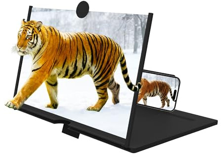 Upgraded Mobile Phone Screen Magnifier, 2026 New 3D HD Cell Phone Stand with Screen Amplifier, Foldable Magnifier Projector for Movies Videos Gaming (Black, 10 Inch)