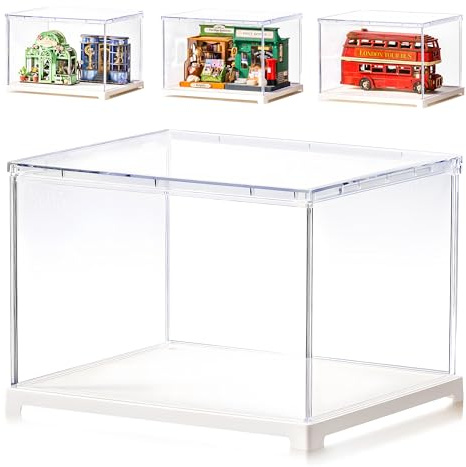 Rolife Acryl Vitrine DF04L - Staubdichte Vitrine mit Tür & Kabelanschluss, 8,78×7,60×6,06 Zoll, Passend für Miniaturhäuser, Blind Boxes, Pop-Figuren & Sammlerstücke