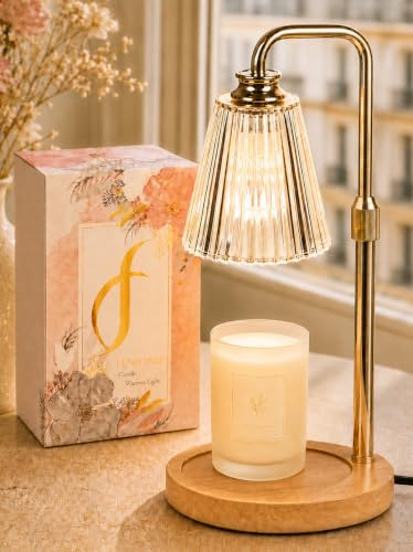 Funistree Crystal Vertical Stripe Candle Warmer Lamp with Dimmer & Timer, New Home Gifts, Candle Melter Heater with 2 Bulbs, Candle Heater Lamp for Yankee Candles, Birthday Gifts for Women