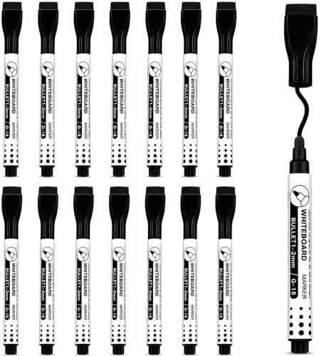 XRYIMYI 15 PCS Whiteboard Marker, Folienstift Abwischbar, Magnetisch mit Schwamm Radierer, Dünne Spitze für Glas, Fenster und Flipchart, Schnell Trocknende Tinte für Büro, Schule und Zuhause