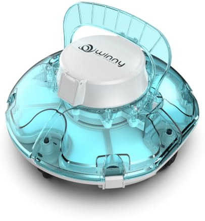 WINNY POOL CLEANER Winny 200 Poolroboter, Poolsauger kabellos mit Akku, 75 Min. Laufzeit, für Aufstellpools bis 60 m², Doppelfiltration, Automatisches Parken, Kompakt Leicht (Blauweißschein)
