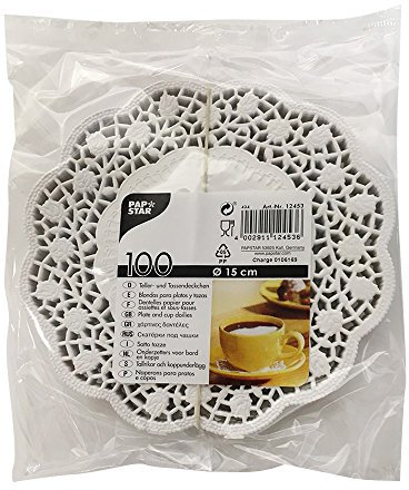 PAPSTAR 100 Teller- und Tassendeckchen rund Ø 15 cm Weiss Tortenspitzen