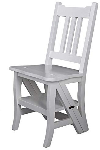 Stepchair Leiterstuhl Shabby Chic Stuhl Weiss Leiter Mahagoniholz klappbar mar058 Palazzo Exklusiv