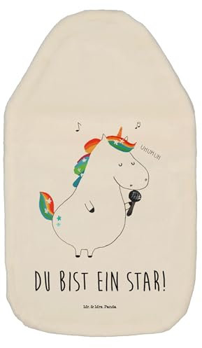 Mr. & Mrs. Panda Wärmflasche Einhorn Sänger - Geschenk, Wärmekissen, Einhorn Deko, Kinderwärmflasche, Einhörner, Körnerkissen, Kleine Wärmflasche,