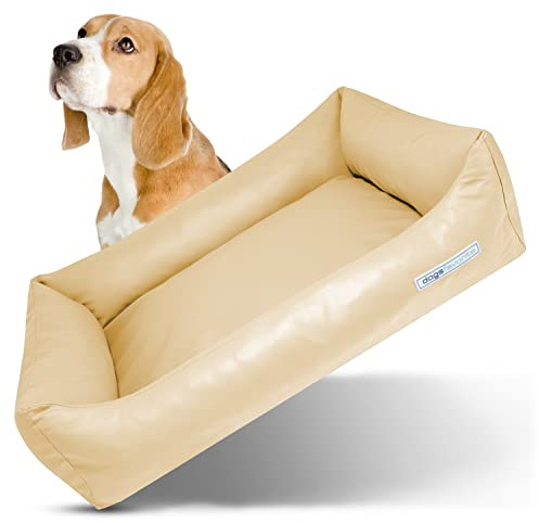 dogsfavorite Hunde-Bett - waschbares Hundekörbchen - hochwertiges Hundesofa - gelenkschonendes Hundekissen - robuste Hundematte - Hundekorb - Creme - Gr. S 80 x 60 cm