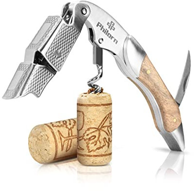 PHILORN Cavatappi Professionali, 3-in 1 Palissandro Naturale Apribottiglie Acciaio Inossidabile, Ebook Ricetta Vino Coltello Sommelier Apri Bottiglia, Scelta Migliore di Cameriere, Barista, Somelier