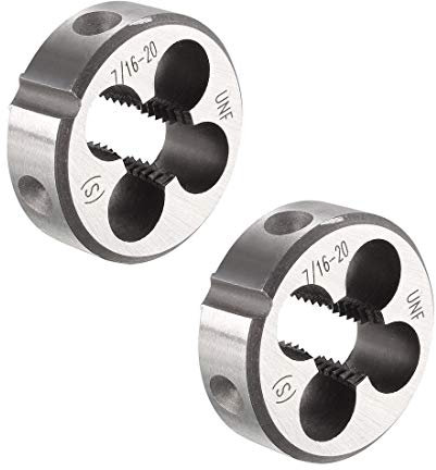 sourcing map 2 Stück 7/16-20 UNF Rundeisen, Maschinen Gewinde Rechtsgewinde, legierter Werkzeugstahl,