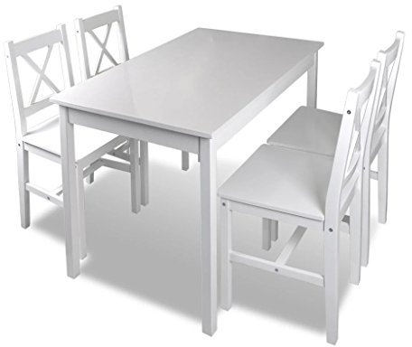 Tidyard 5-TLG. Esstischset Sitzgarnitur Gartengarnitur Tischgruppe Essenssets Esstischgarnitur Möbel Set Sitzgruppe Mit 1 Holztisch,4 Stühle,Garten Essgruppe Gartenmöbel,Kiefernholz