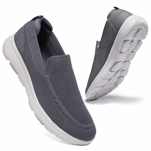 konhill Mens Breathable Slip On Trainers for Gym Walking Travel