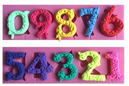Deilbest - Stampo in silicone con numeri 3D, 0-9, per dolci e dolci