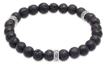 Kuzzoi Herren Lava Armband Edelsteinarmband 8 mm | Beads elastisch 19–21 cm