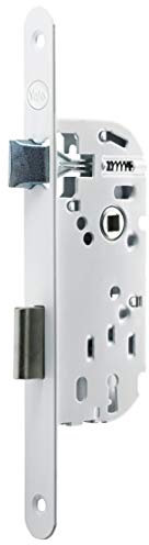 Yale Serratura da incasso a chiave, asse 50 mm, baule 135 mm, Y55R-A50/B/SC, cassetta di sicurezza reversibile, testa a testa tonda, porta interna di comunicazione, camera da letto, ufficio - bianco,
