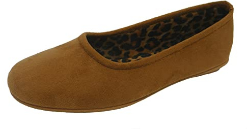 Amado Macario LS165T-5 'DOLLY' Womens Ballerina Slippers with Rubber Sole TAN size 5 UK