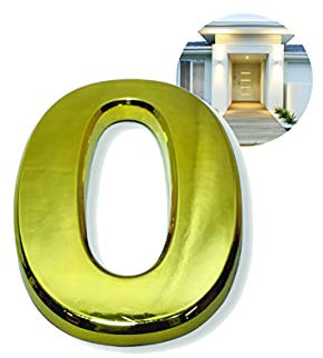 PARENCE - Numero di porta 3D - 10 CM - Plastica premium spazzolata - effetto oro lucido - Adesivo extra forte - numero civico, strada, casa (0, OR) PARC001