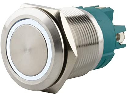 Drucktaster Ø22mm flach LED Ring weiss -screw