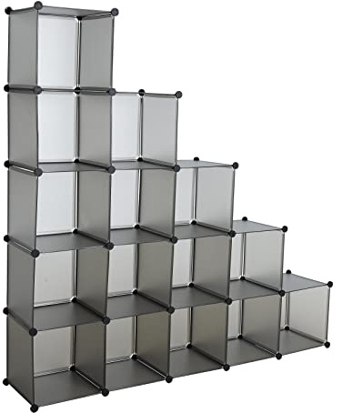 ESTEXO Regalsystem Würfelregal Steckregal 15 Fächer Stufenregal DIY Kunststoff Regal Stecksystem Bücherregal