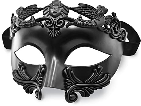 MYSEUNI Svart maskerad mask för män – grekisk romersk venetiansk mask Mardi Gras mask