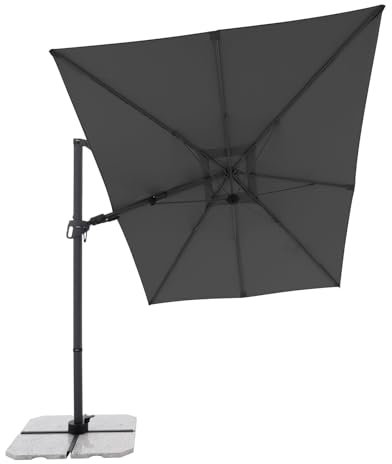 Doppler - Style Sonnenschirm für den Garten - Ampelschirm 300 cm x 220 cm in Dunkelgrau um 360° drehbar - Sonnenschirm groß mit Ständer - Kippbarer Pendelschirm wasserdicht für Garten & Terrasse