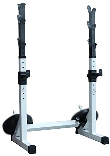 Hantelbänke Multifunktionaler Squat-Rack Verstellbarer Hantelständer Stabiles Bankdrücken Fitnessgeräte Für Zu Hause Ständer Zum Gewichtheben (Color : Weiß, S : (79~109)*56*(92~151) cm)