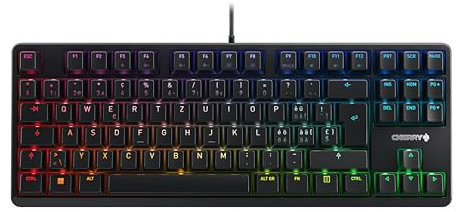 CHERRY G80-3000N RGB TKL, Kabelgebundene Gaming-Tastatur Ohne Nummernblock, Schweizer Layout (QWERTZ), RGB-Beleuchtung, Original MX SILENT RED Switches, Schwarz