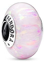 Pandora Moments Charm en argent sterling avec opale rose créée en laboratoire