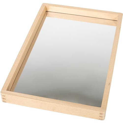 tickit Petit Plateau Miroir en Bois – Plateau réfléchissant Taille Enfant pour Jeu sensoriel, Apprentissage imaginatif et développement de la Parole, Cadre en Bois Durable